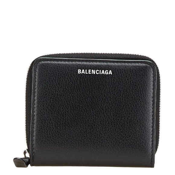 Balenciaga Everyday Zip-Around Bifold Wallet 516366 Black Leather Women's BAL... - Picture 1 of 14